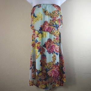 Womens Charlotte Russe dress strapless asymmetrical floral large